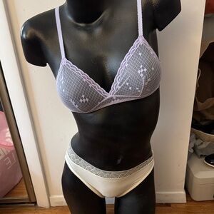 Lavender Lace Bralette and Cream Panty Set